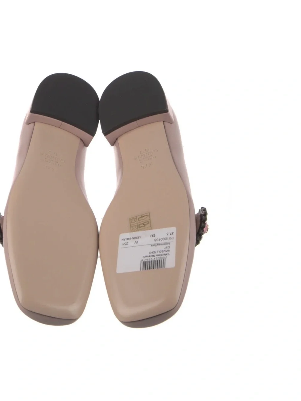 Valentino Garavani Blush Pink Mary Jane Flats with Jeweled Brooch